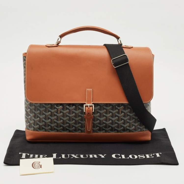Pre Owned Goyard Brown Goyardine Coated Canvas and Leather Citadin Messenger Bag