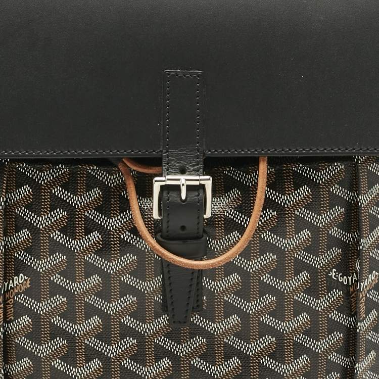 Pre Owned Goyard Black Goyardine Coated Canvas and Leather Alpin MM Backpack