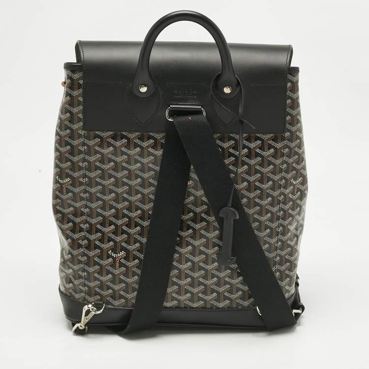 Pre Owned Goyard Black Goyardine Coated Canvas and Leather Alpin MM Backpack