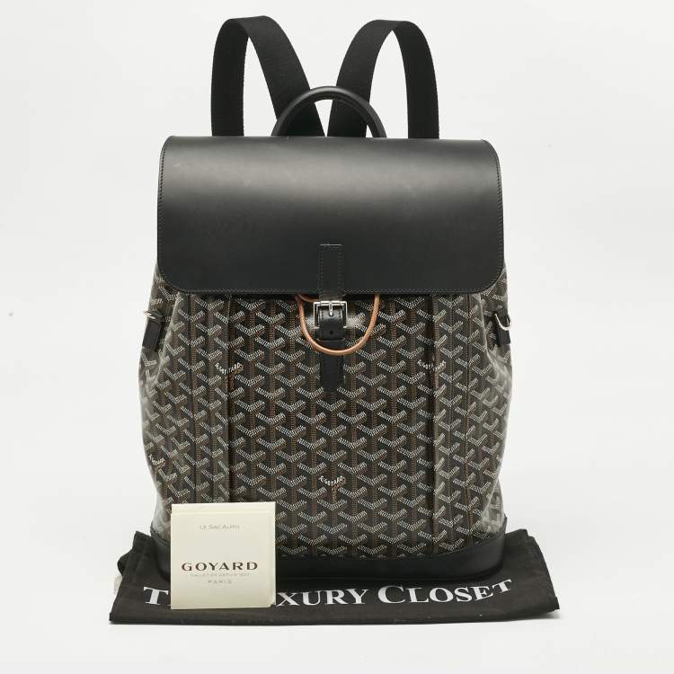Pre Owned Goyard Black Goyardine Coated Canvas and Leather Alpin MM Backpack