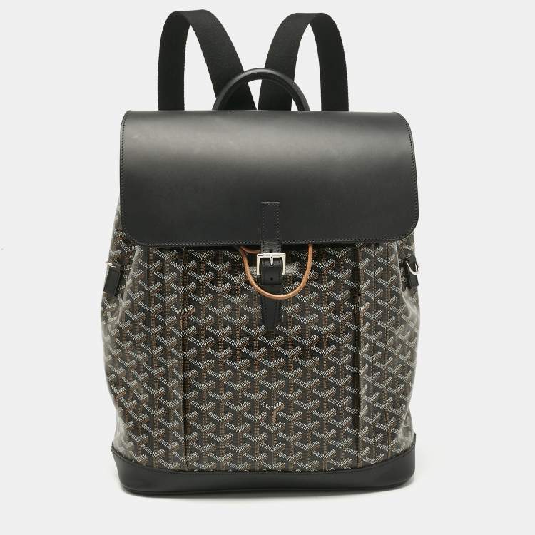 Pre Owned Goyard Black Goyardine Coated Canvas and Leather Alpin MM Backpack