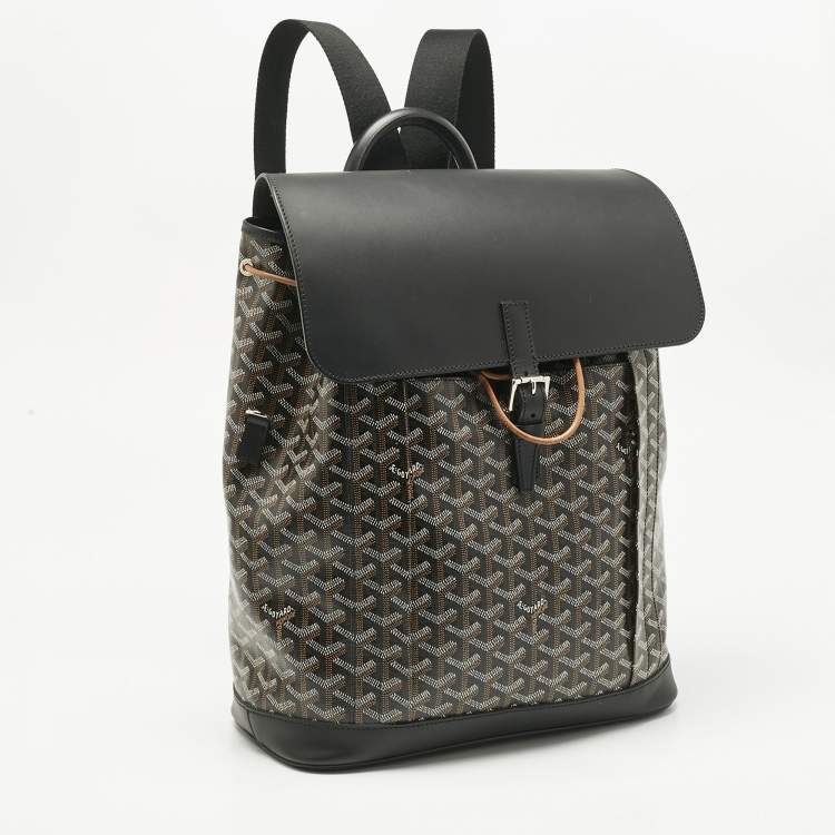 Pre Owned Goyard Black Goyardine Coated Canvas and Leather Alpin MM Backpack
