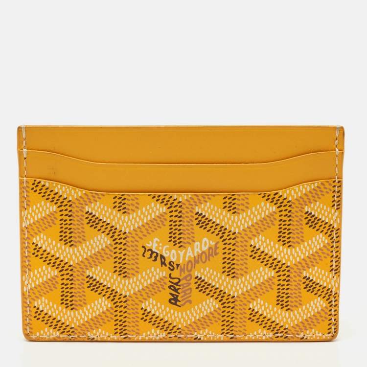 Pre Owned Goyard Yellow Goyardine Coated Canvas and Leather Saint Sulpice Card Holder