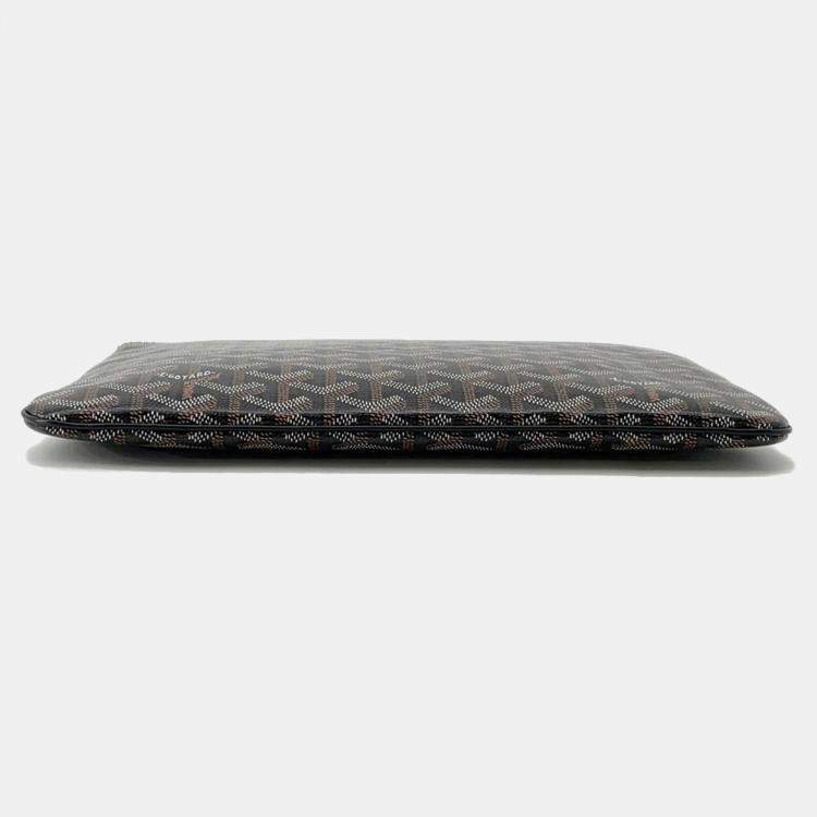 Pre Owned Goyard Senna MM Black PVC Leather Clutch Bag