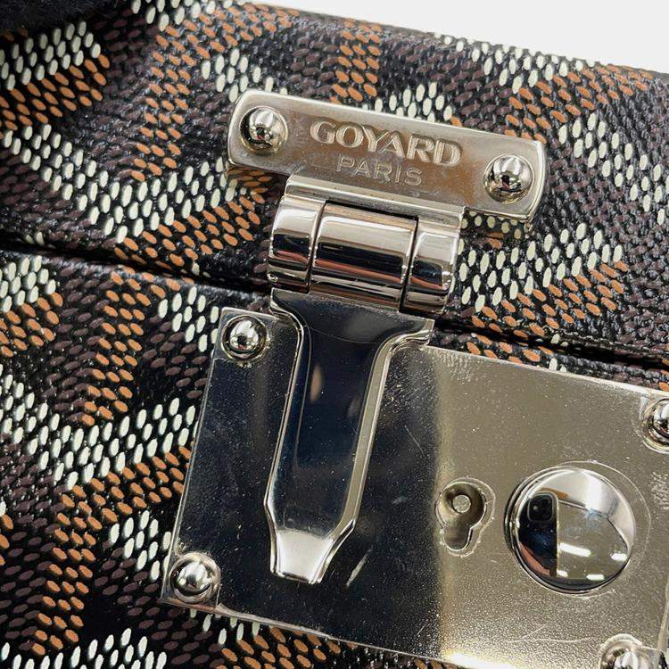 Pre Owned Goyard Joux Watch Trunk For 6 Watches Black Pvc Leather