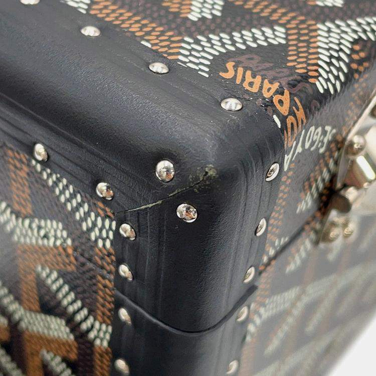 Pre Owned Goyard Joux Watch Trunk For 6 Watches Black Pvc Leather