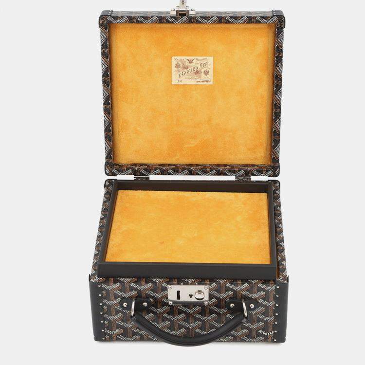 Pre Owned Goyard Joux Watch Trunk For 6 Watches Black Pvc Leather