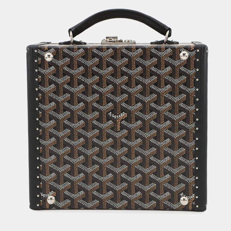 Pre Owned Goyard Joux Watch Trunk For 6 Watches Black Pvc Leather