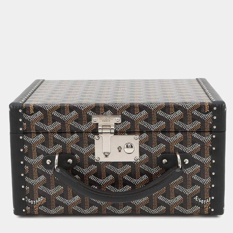 Pre Owned Goyard Joux Watch Trunk For 6 Watches Black Pvc Leather