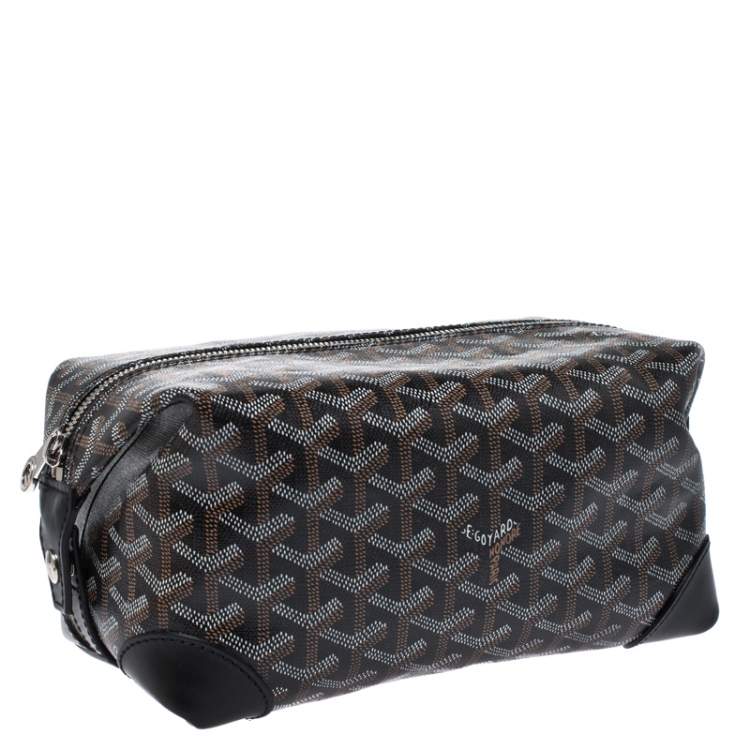 Pre Owned Goyard Black Goyardine Coated Canvas Boeing 25 Trousse Bag