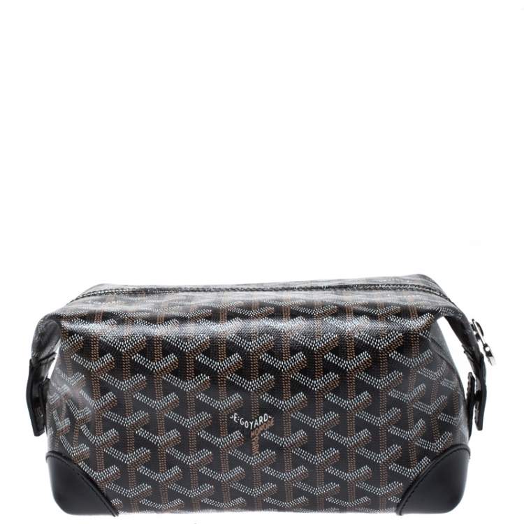 Pre Owned Goyard Black Goyardine Coated Canvas Boeing 25 Trousse Bag