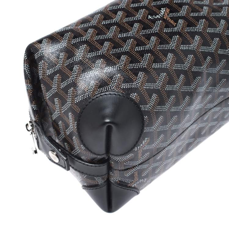 Pre Owned Goyard Black Goyardine Coated Canvas Boeing 25 Trousse Bag