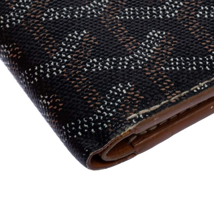 Pre Owned Goyard Brown/White Coated Canvas Victoire Bifold Wallet