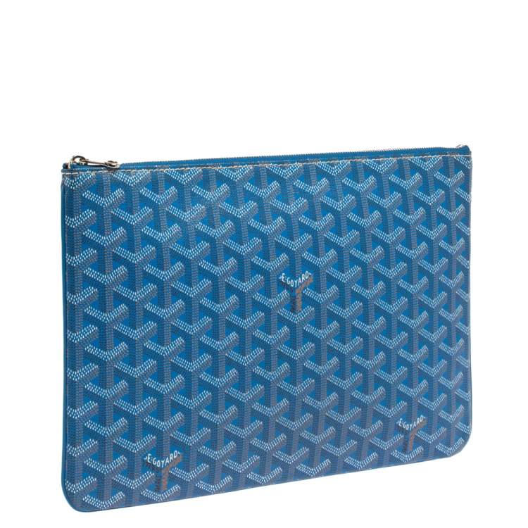 مملوكة مسبقًا Goyard Blue Goyardine Coated Canvas Zip Pouch