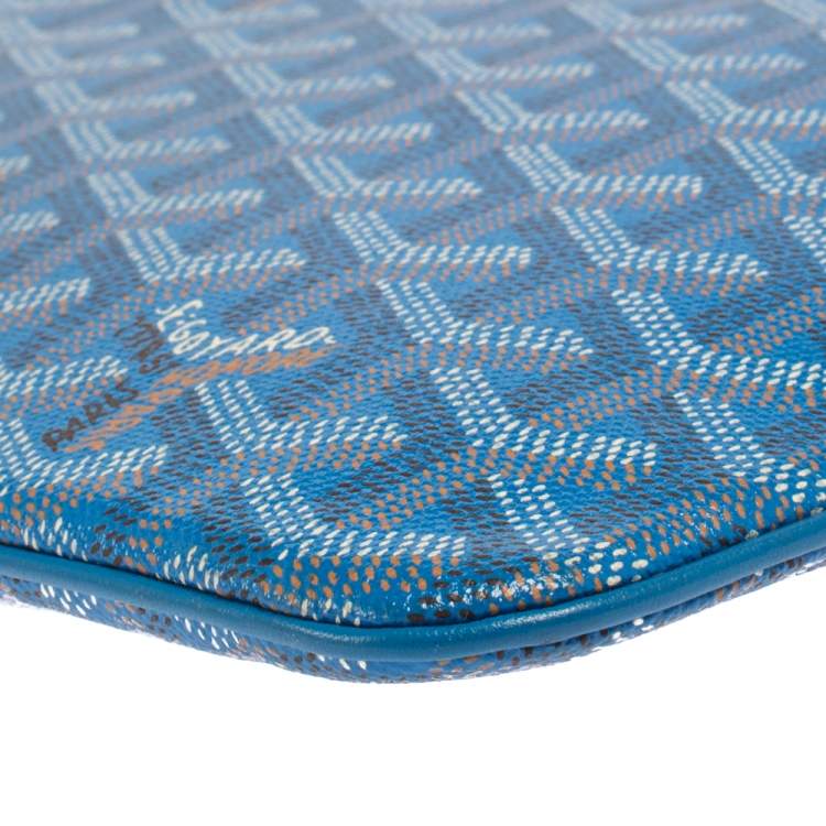 مملوكة مسبقًا Goyard Blue Goyardine Coated Canvas Zip Pouch
