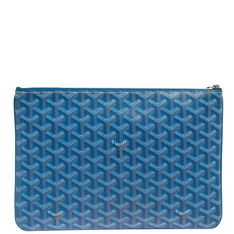 مملوكة مسبقًا Goyard Blue Goyardine Coated Canvas Zip Pouch