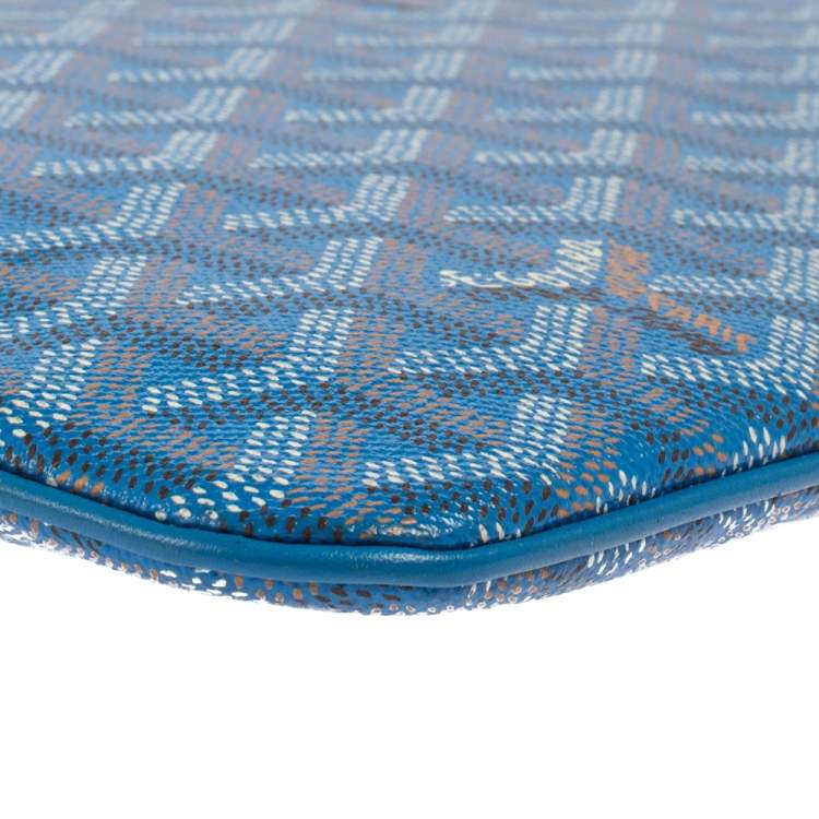 مملوكة مسبقًا Goyard Blue Goyardine Coated Canvas Zip Pouch