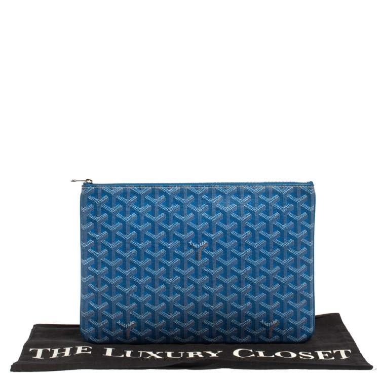 مملوكة مسبقًا Goyard Blue Goyardine Coated Canvas Zip Pouch