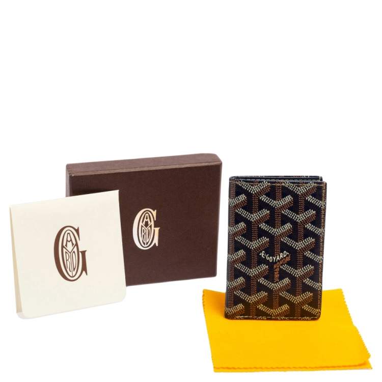 Pre Owned Goyard Navy Blue Goyardine Coated Canvas Bifold Card Holder
