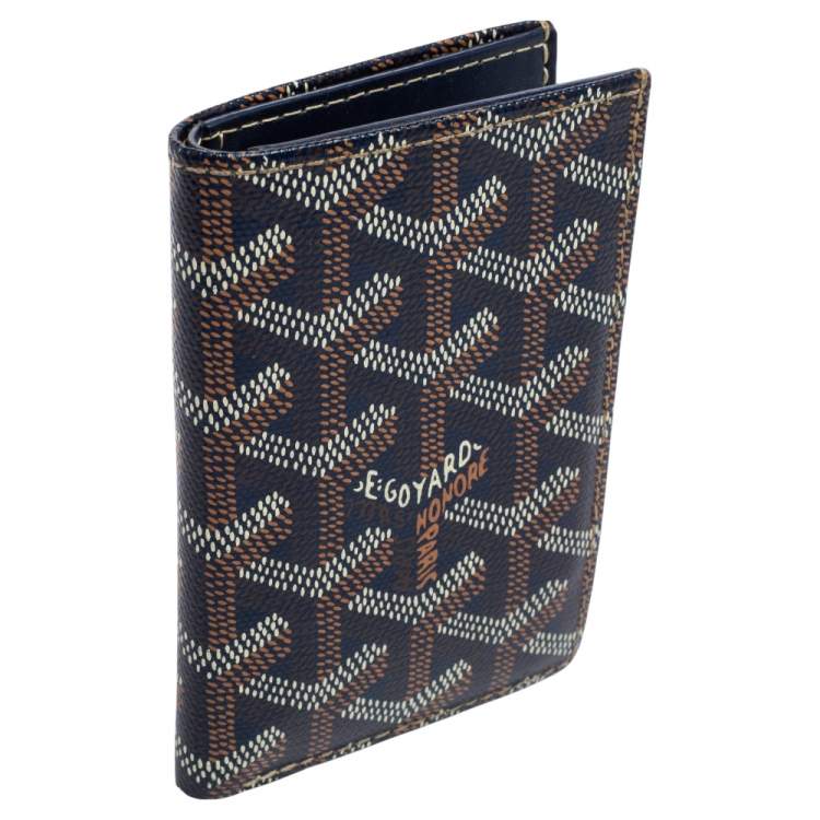 Pre Owned Goyard Navy Blue Goyardine Coated Canvas Bifold Card Holder