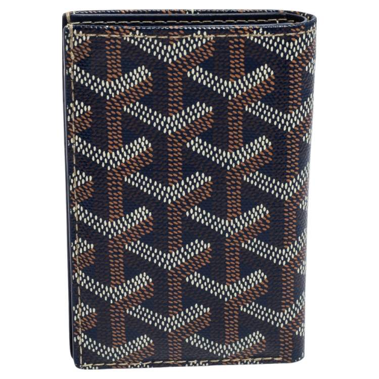 Pre Owned Goyard Navy Blue Goyardine Coated Canvas Bifold Card Holder