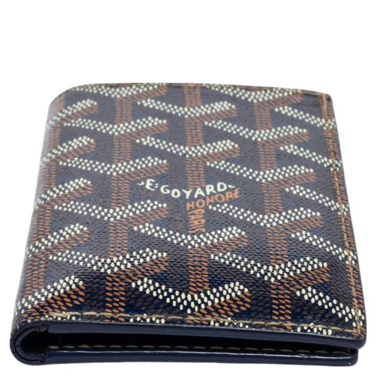 Pre Owned Goyard Navy Blue Goyardine Coated Canvas Bifold Card Holder