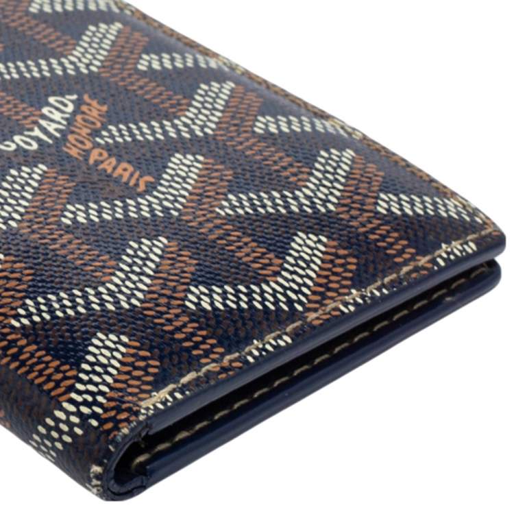 Pre Owned Goyard Navy Blue Goyardine Coated Canvas Bifold Card Holder