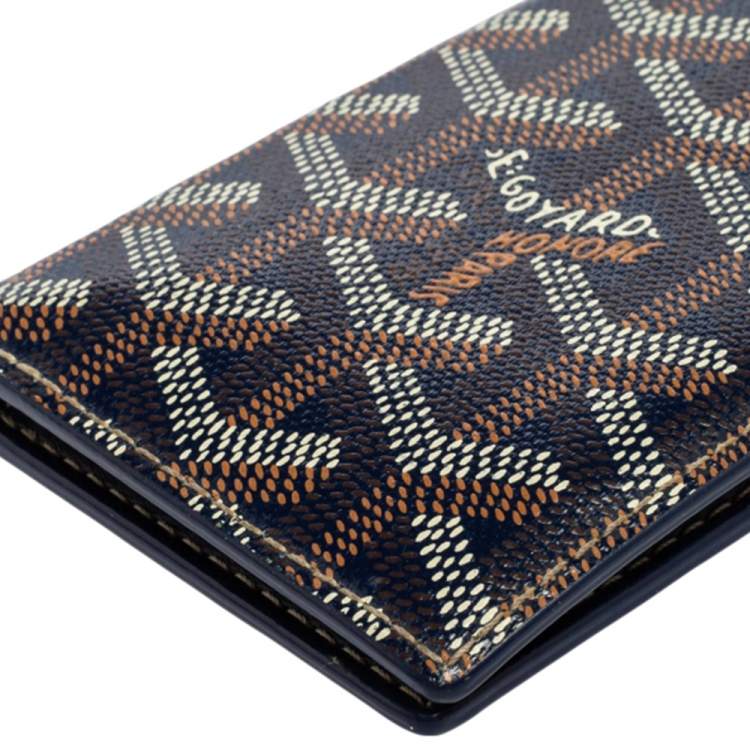 Pre Owned Goyard Navy Blue Goyardine Coated Canvas Bifold Card Holder