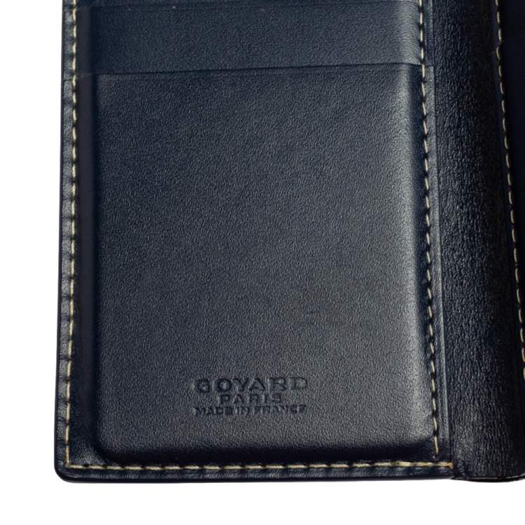 Pre Owned Goyard Navy Blue Goyardine Coated Canvas Bifold Card Holder