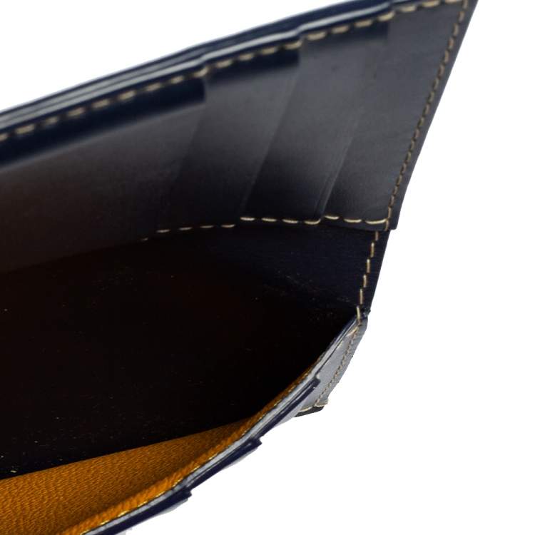 Pre Owned Goyard Navy Blue Goyardine Coated Canvas Bifold Card Holder