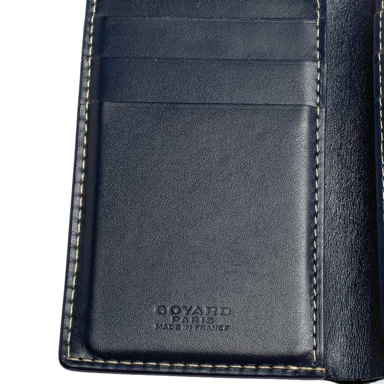 Pre Owned Goyard Navy Blue Goyardine Coated Canvas Bifold Card Holder