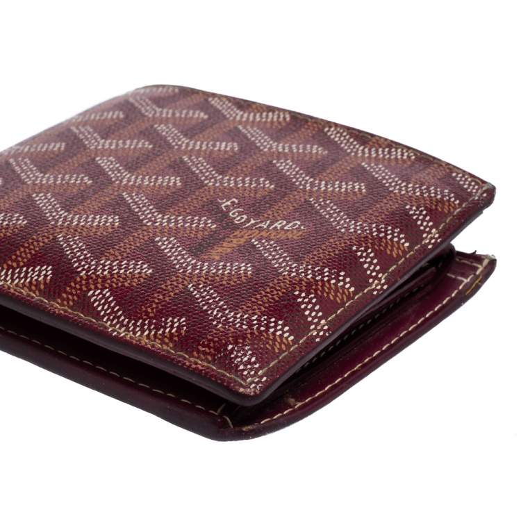 Pre Owned Goyard Burgundy Coated Canvas Victoire Bifold Wallet