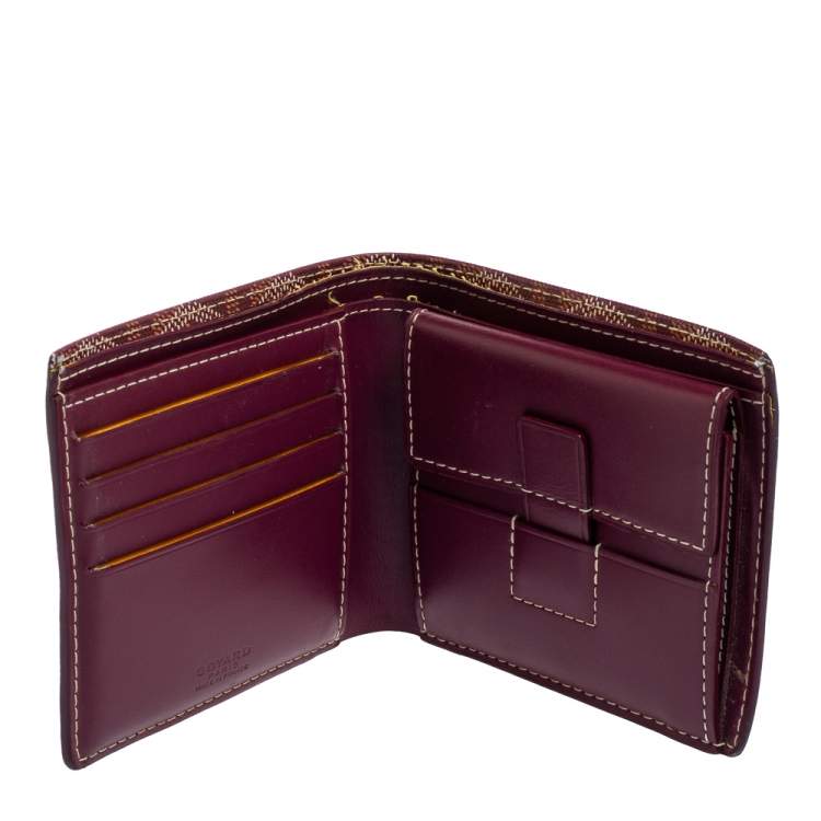 Like New Goyard Saint-Pierre Compact Card Wallet in Burgundy -  Canvas/Leather