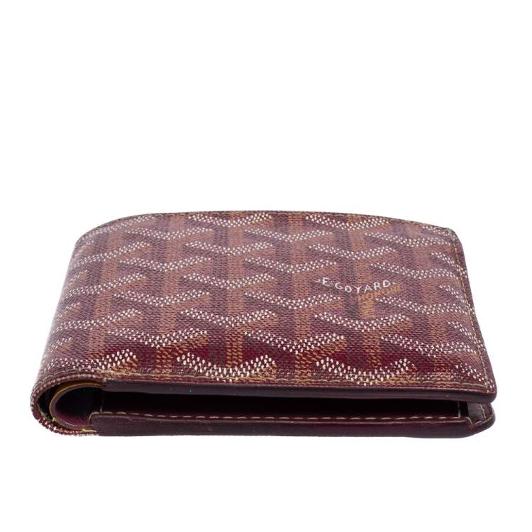 Pre Owned Goyard Burgundy Coated Canvas Victoire Bifold Wallet