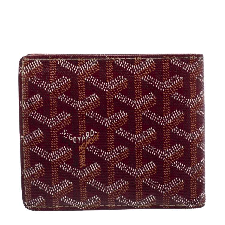 Pre Owned Goyard Burgundy Coated Canvas Victoire Bifold Wallet