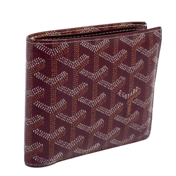 Pre Owned Goyard Burgundy Coated Canvas Victoire Bifold Wallet