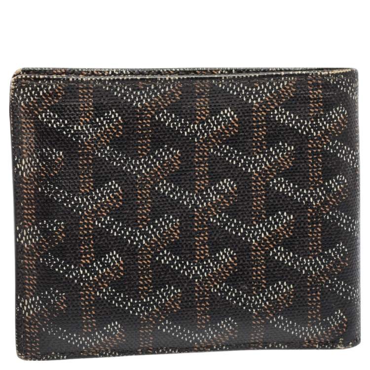 Pre Owned Goyard Brown/White Coated Canvas Victoire Bifold Wallet