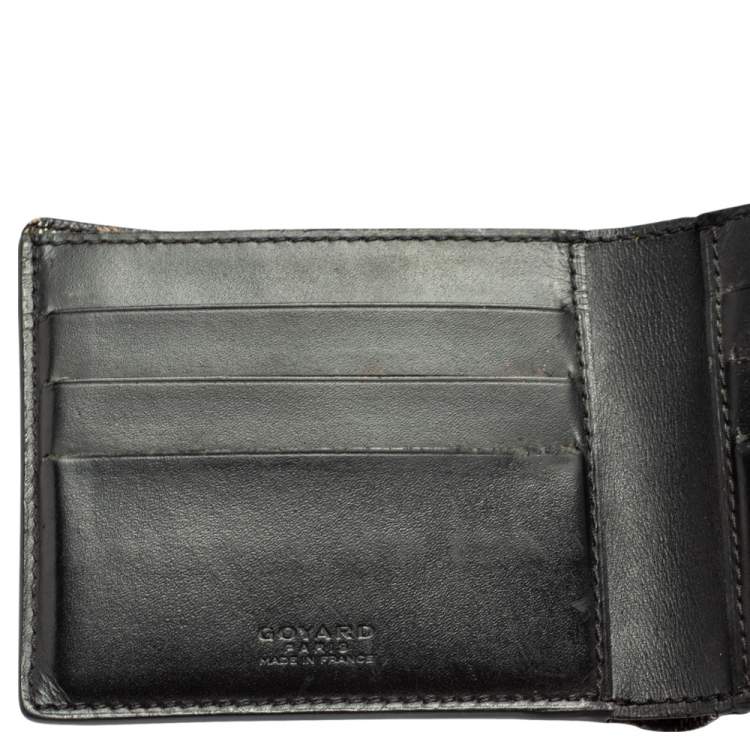 Pre Owned Goyard Brown/White Coated Canvas Victoire Bifold Wallet