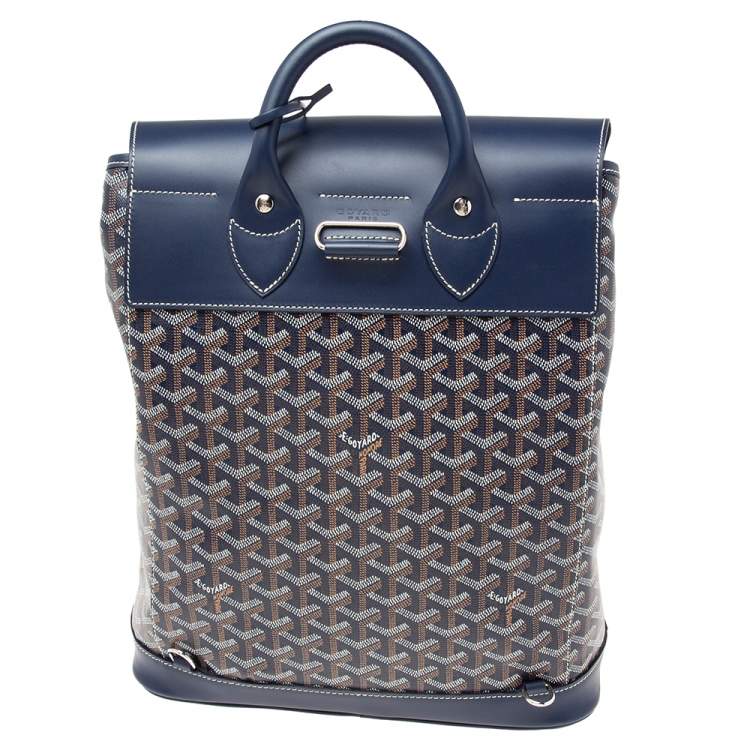 Pre Owned Goyard Blue Goyardine Canvas And Leather Alpin Backpack