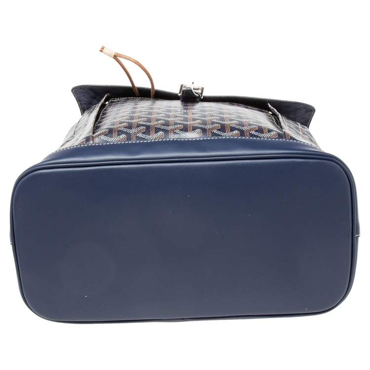 Pre Owned Goyard Blue Goyardine Canvas And Leather Alpin Backpack