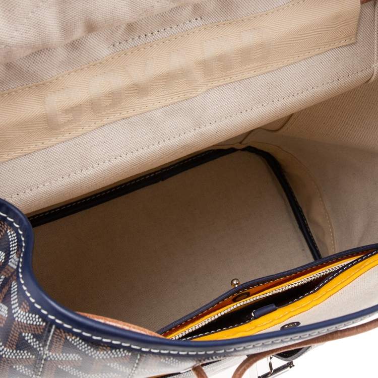 Pre Owned Goyard Blue Goyardine Canvas And Leather Alpin Backpack
