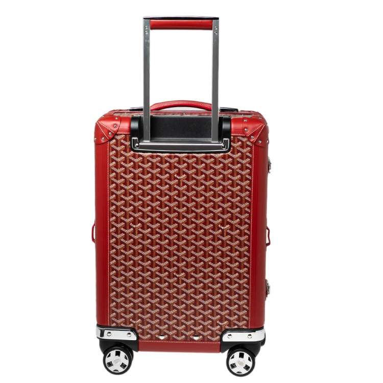 Pre Owned Goyard Red Goyardine Canvas and Leather Bourget PM Trolley