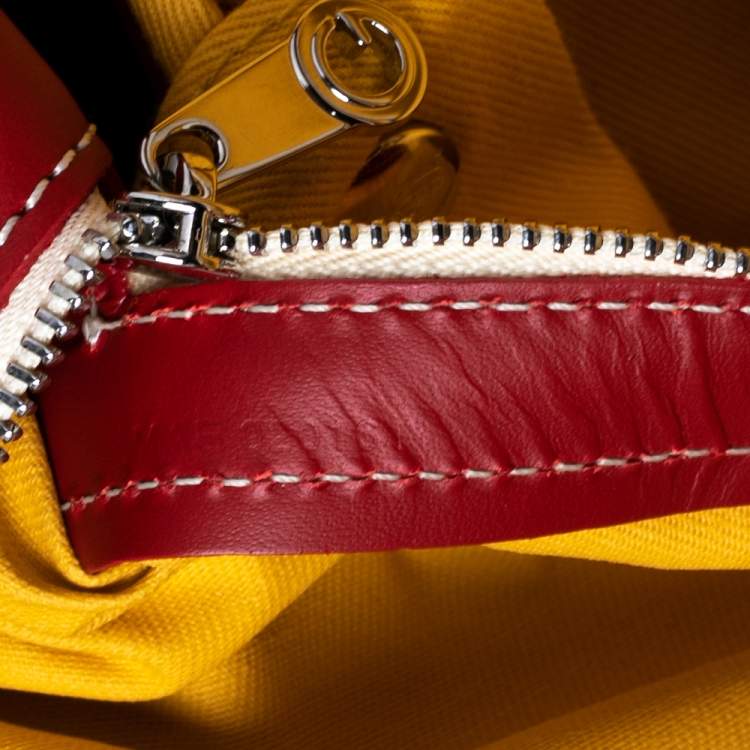 Pre Owned Goyard Red Goyardine Canvas and Leather Bourget PM Trolley