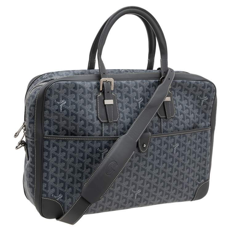 Pre Owned Goyard Grey Goyardine Canvas and Leather Ambassade MM Briefcase