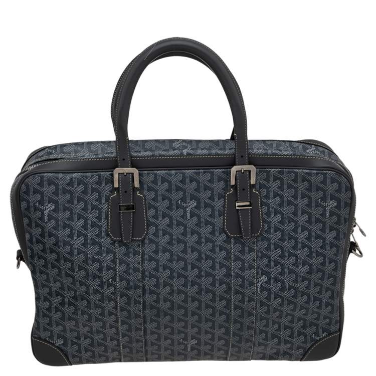 Pre Owned Goyard Grey Goyardine Canvas and Leather Ambassade MM Briefcase