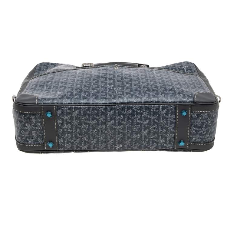 Pre Owned Goyard Grey Goyardine Canvas and Leather Ambassade MM Briefcase