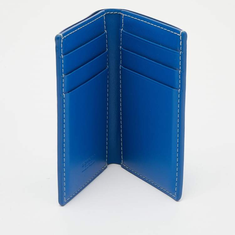 Pre Owned Goyard Blue Goyardine Coated Canvas Saint Pierre Bifold Card Holder