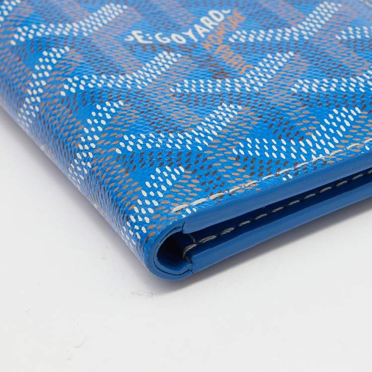 Pre Owned Goyard Blue Goyardine Coated Canvas Saint Pierre Bifold Card Holder