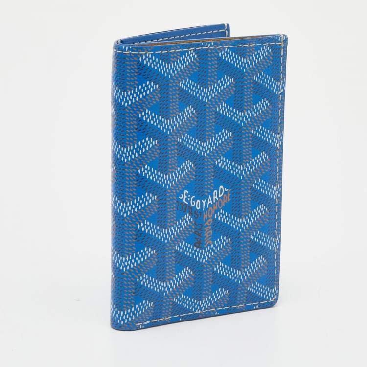Pre Owned Goyard Blue Goyardine Coated Canvas Saint Pierre Bifold Card Holder