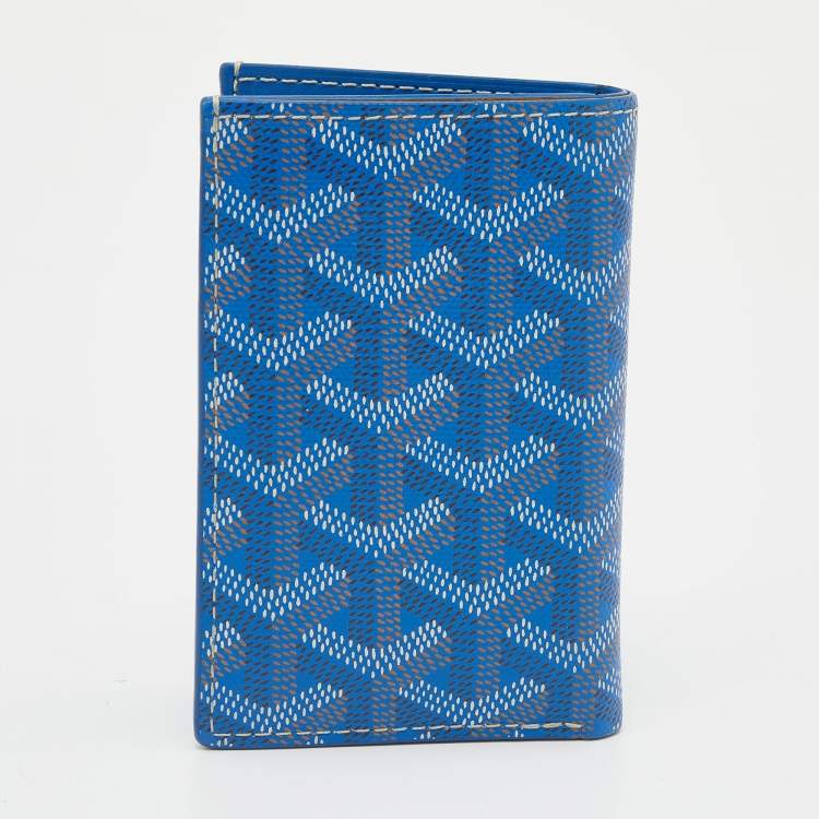 Pre Owned Goyard Blue Goyardine Coated Canvas Saint Pierre Bifold Card Holder